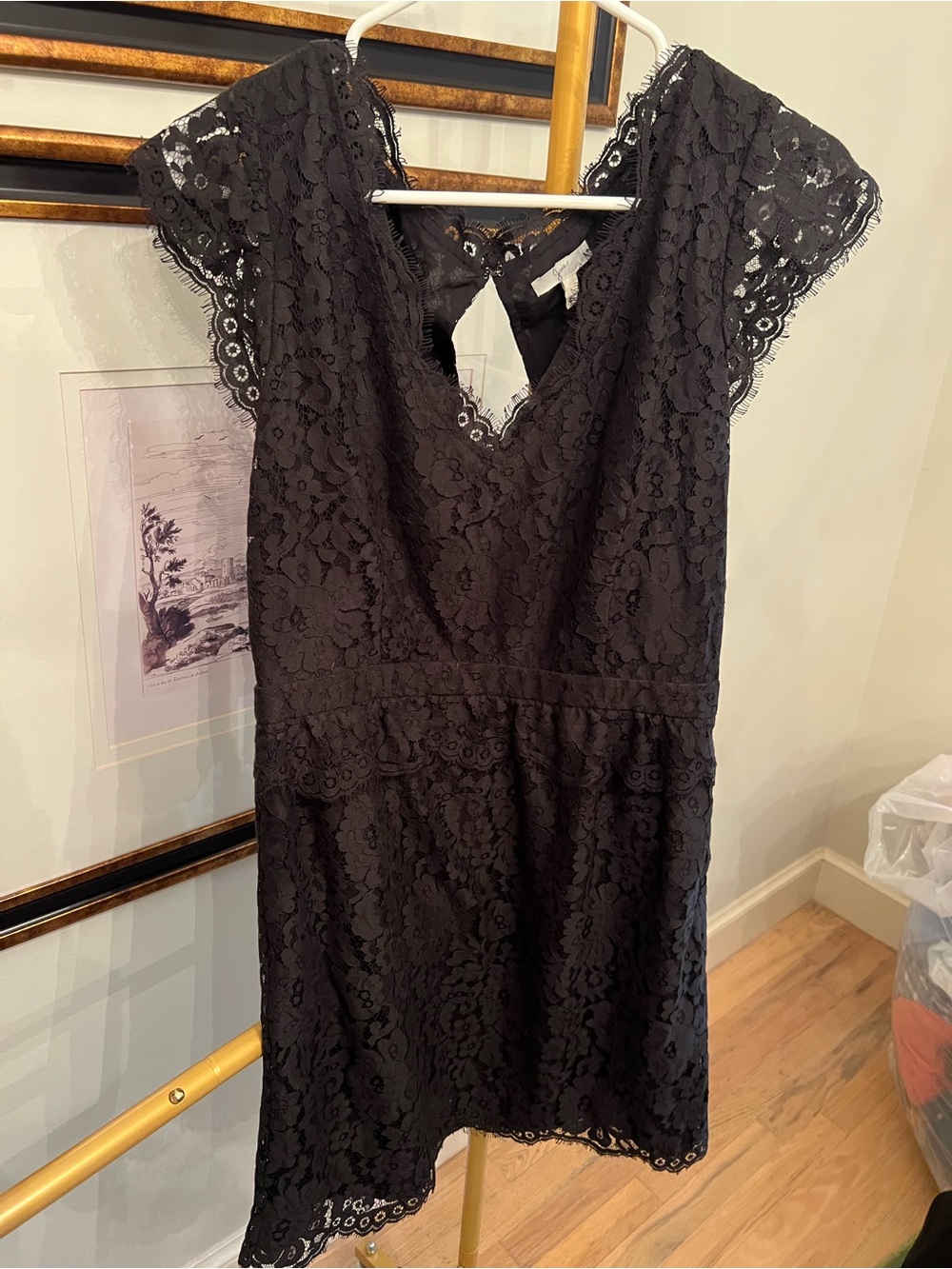 Joie Peplum style Black Lace V-Neck Mini Dress
